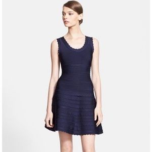 Herve Leger Scalloped Fit and Flare Dress